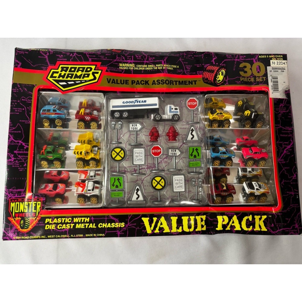⚠️New! Road Champs - Mini Monster Wheels - 30 Piece Value Pack Diecast # 9105